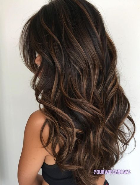 Easy Hair Color Ideas, Dark Summer Hair, Highlight Styles, Highlights Brown Hair Balayage, Dark Brown Hair Balayage, Easy Hair Color, Balayage Hair Caramel, Highlights For Dark Brown Hair, Rambut Brunette