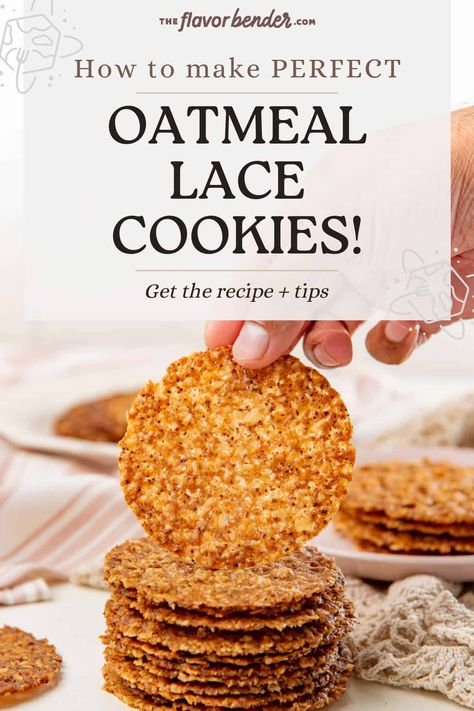 Easy Lace Cookies Sally, Chewy Oatmeal Lace Cookies, Lacey Oatmeal Cookies, Oat Lace Cookies, Flat Oatmeal Cookies, Lacy Oatmeal Cookies Recipe, Lacy Oatmeal Cookies, Lacy Cookies Recipes, Quaker Oatmeal Cookies Recipes