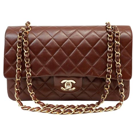 Brown Chanel, Chanel Flap Bag, Pretty Bags, Burgundy Wine, Brown Bags, Cute Bags, Classic Flap, Flap Bag, Chocolate Brown