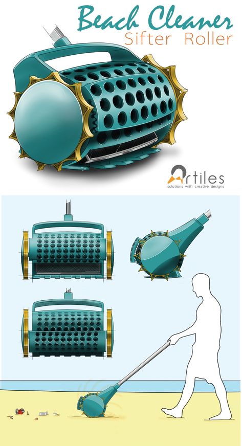 Beach Cleaner, Science Gadgets, Future Technology Concept, Ecology Design, Public Space Design, Industrial Design Trends, Clean Beach, Presentation Layout, Industrial Design Sketch