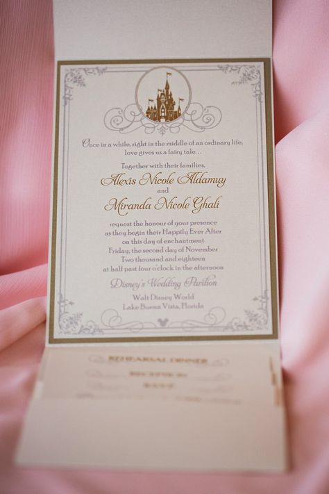 Disney Fairy Tale Wedding invitations by Themes Come True Inc  © Root Photography Fairytale Quinceanera Invitations, Fairytale Theme Wedding Invitation, Enchanted Invitations Fairy Tales, Elegant Disney Wedding Invitations, Sleeping Beauty Quinceanera Theme Invitations, Once Upon A Time Wedding Invitations, Disney Fairytale Wedding Invitations, Cinderella Themed Wedding Invitation, Fairy Tail Wedding Invitations