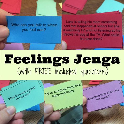 feelings jenga Feelings Jenga, Therapeutic Games, Group Therapy Activities, Counseling Games, Express Emotions, Social Emotional Activities, Recreation Therapy, Social Skills Groups, Group Counseling