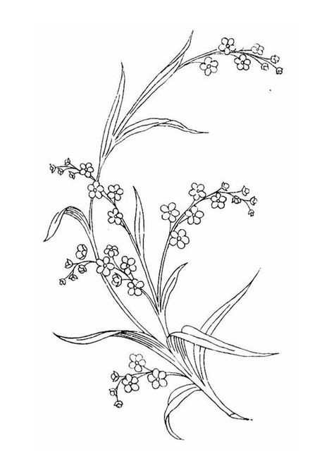 Vintage Embroidery Patterns, Vintage Style Embroidery, Embroidery Transfers, Dainty Tattoos, Forget Me Nots, Vintage Embroidery, Hand Embroidery Patterns, Flower Embroidery, Mini Tattoos