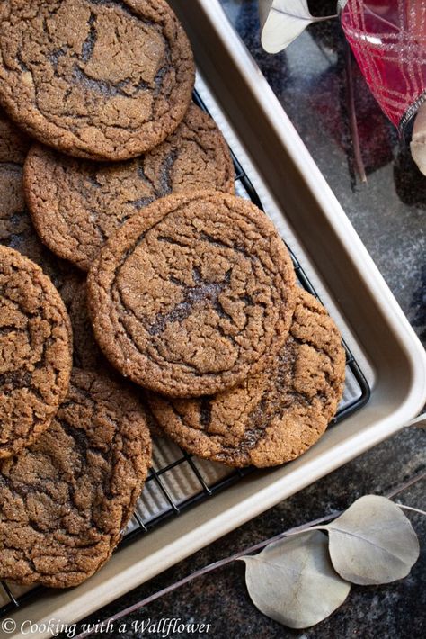 Gingerbread Latte Cookies - Cooking with a Wallflower Gingerbread Latte Cookies, Chewy Ginger Molasses Cookies, Ginger Molasses, Homemade Holiday Gifts, Dark Brown Sugar, Food Cookies, Ginger Molasses Cookies, Gingerbread Latte, Egg Nog