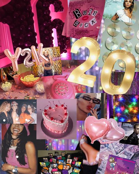 Made this really cute print of a 2000s themed party 90s Theme Party Aesthetic, 2000 Themed Birthday Party, 2005 Birthday Party Ideas, 2000s Birthday Decorations, Early 2000s Themed Party, Birthday Party Themes Y2k, 200 Party Theme, 2000s 18th Party, 2k Themed Party