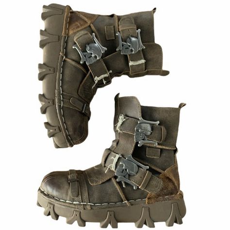 Apocalypse Boots, Survival Shoes, Apocalypse Shoes, Grunge Academia, Combat Clothes, Dr Shoes, Concept Clothing, Swag Shoes, Buckle Boots