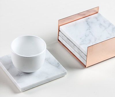 Copper Home Decor, Copper And Marble, Desain Pantry, Luxe Decor, Copper Decor, Carrera Marble, Marble Tray, Marble Decor, Marble Coasters