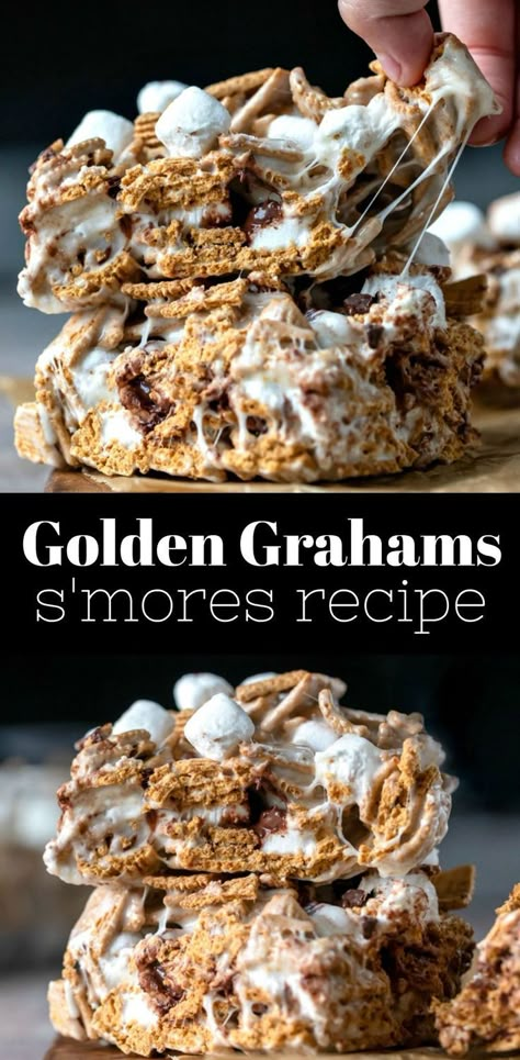 Smores Bar, Golden Grahams, Smore Recipes, Cereal Treats, Pork Buns, S'mores, Camping Outfits, Baking Sweets, Yummy Sweets