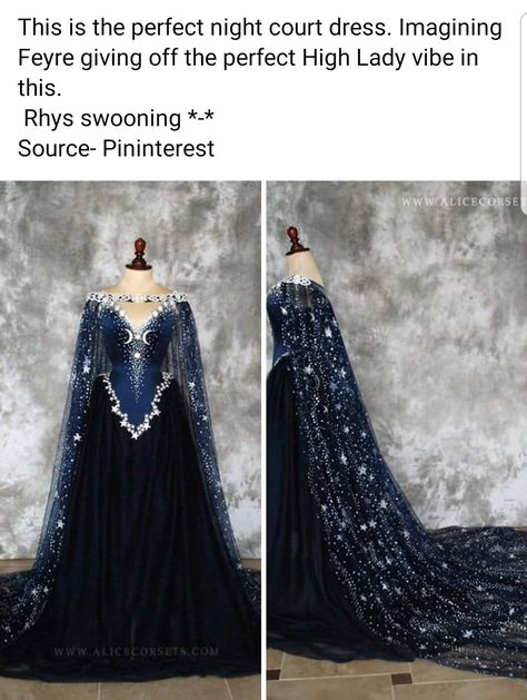 Feyre Archeron Starfall Dress, Feyre Wedding Dress Acomaf, Feyre Meeting Dress, Feyre Court Of Nightmares Dress, Acotar Dresses, Feyre Night Court Outfit, Feyre Starfall Dress Fanart, Acowar High Lords Meeting Feyre Dress, Night Court Fashion