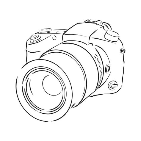 Camera Drawing Sketches, Camera Drawing Simple, Camera Drawing Art, Camera Outline, Camera Sketch, Analog Photo, Camera Vector, Kamera Dslr, Camera Tattoos