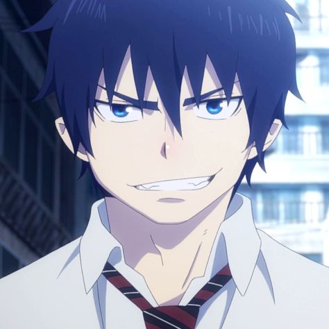 Black Hair And Blue Eyes, Rin Okumura, Ao No Exorcist, Blue Exorcist, Anime Character, Blue Eyes, Black Hair, Red, Hair