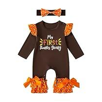 First Thanksgiving Outfit Girl, 1st Thanksgiving, My First Halloween, First Thanksgiving, Three Daughters, Christmas Outfits, Romper Outfit, First Halloween, Clothes Set