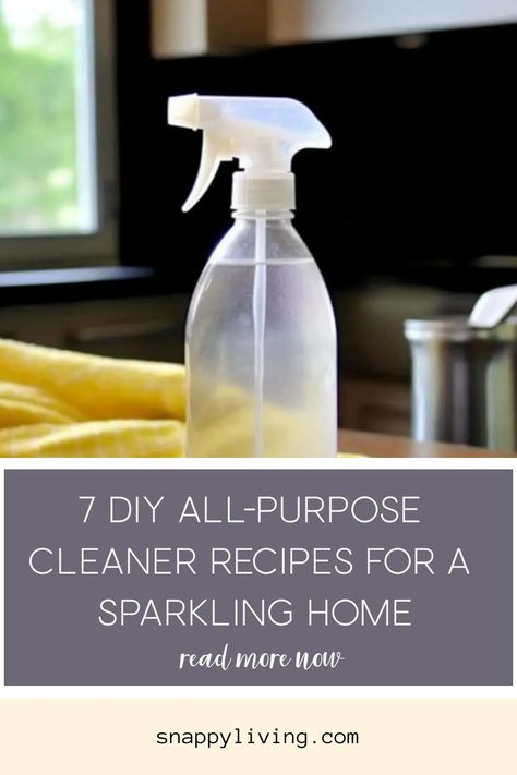 Want to make your own all-purpose cleaner? Take a look at these DIY recipes. These are simple, effective,budget-friendly and eco-friendly too! Diy Multipurpose Cleaner Vinegar, Vinegar All Purpose Cleaner, Diy Cleaning Solutions Recipes, Diy All Purpose Cleaner Disinfectant, Homemade Multipurpose Cleaner, Cleaning Solutions Homemade, All Natural All Purpose Cleaner, All Purpose Cleaner Diy, Diy Carpet Stain Remover