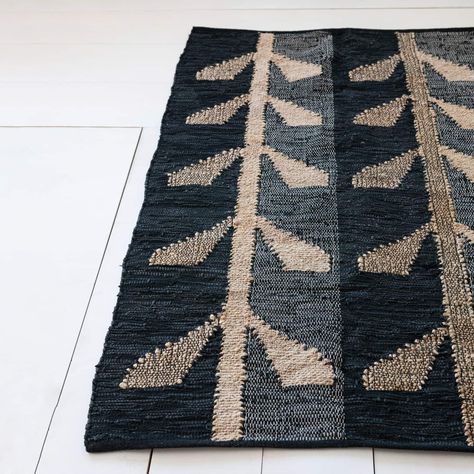 Shop the 4ft. x 6ft. Black & Natural Woven Jute, Leather & Cotton Chindi Rug at Michaels. com. This woven jute, leather, and cotton Chindi rug with a black and natural pattern is a stylish and rustic addition to any space. The fabric is durable and features a geometric pattern in black and natural colors, creating a versatile and elegant look. This woven jute, leather, and cotton Chindi rug with a black and natural pattern is a stylish and rustic addition to any space. The fabric is durable and Runners In Bedroom, Modern Kitchen Rugs, Mountain House Decor, Ranch House Exterior, Hello Honey, Modern Wool Rugs, Modern Textiles, Pretty Decor, Carpet Stairs