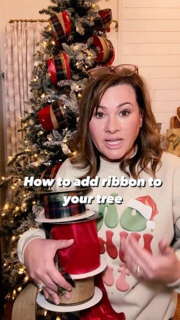 Bama Christmas Tree, Diy Christmas Tree Decorations Ribbon, Noel Letters Christmas, How To Put Ribbon Around Christmas Tree, How Do You Put Ribbon On Your Christmas Tree, Simple Christmas Tree Ribbon Ideas, Neutral Christmas Tree Ribbon, Christmas Trees Without Ribbon, Red Christmas Tree With Ribbon