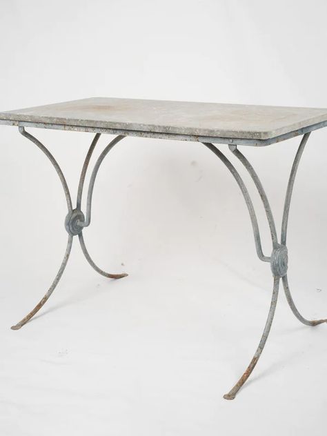 French Outdoor Tables – Chez Pluie Light Blue Grey Paint, French Bistro Table, Garden Dining Table, Light Blue Paints, French Interior Design, Blue Gray Paint, French Rustic, Garden Dining, Classic Garden