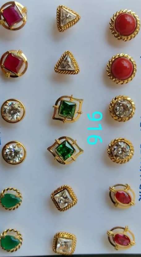 Single Stone Studs Gold, Stone Studs Earrings Gold Indian, Pagadam Ear Studs, Kempu Earrings Gold, Single Stone Earrings Gold, Coral Studs In Gold, Single Stone Studs, 1 Gram Gold Earrings, Gold Earrings For Kids