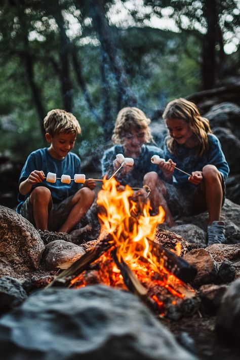 "👨‍👩‍👧‍👦🏕️ Create lasting memories with a family camping trip! Swipe through for tips on fun activities, campsite setups, and bonding in the great outdoors. 🌲🚐 #FamilyCamping #OutdoorFun #CampingWithKids" Family Camping Photoshoot, Camping Family Photos, Family Camping Aesthetic, Four Kids Aesthetic, People Around Campfire, Camping Poses, Family Camping Photography, Camping With Family, Camping Photoshoot