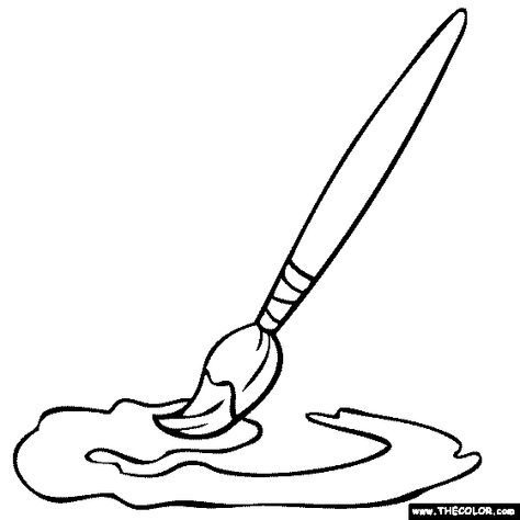 Paintbrush Coloring Page Paint Brush Coloring Page, Drawing Of Paintbrush, How To Draw A Paint Brush, Paintbrush Drawing, Ryan Sullivan, Paint Brush Drawing, Baby Shower Art, Brush Drawing, Art Tools Drawing