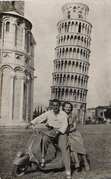 Vintage Photos of Italy: Nostalgic Pictures from the Italian Past - An American in Rome Photos Of Italy, Trick Photography, The Leaning Tower Of Pisa, Vintage Vespa, Surfer Girls, Italian Aesthetic, Nostalgic Pictures, Tower Of Pisa, Pisa Italy