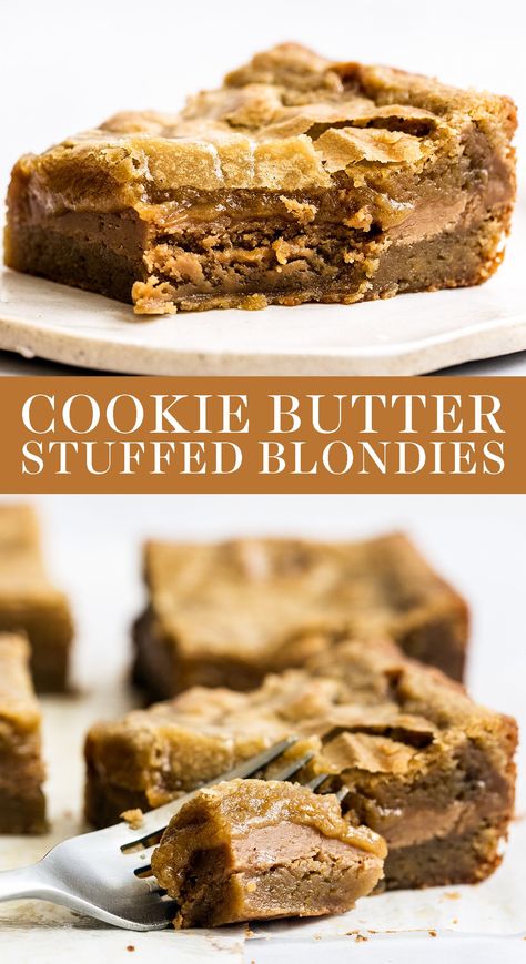 Cookie Butter Blondies, Speculoos Cookie Butter, Biscoff Recipes, Cookie Dough Cake, Biscoff Cookie Butter, Delicious Sweets, Cookie Butter, Butter Cookies Recipe, Bar Recipes