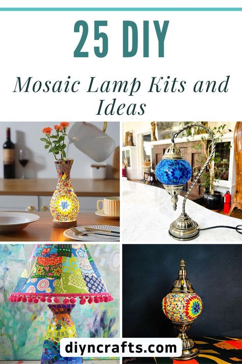 25 DIY Mosaic Lamp Kits and Ideas (Fun Projects) Turkish Mosaic Pattern, Diy Mosaic Lamp, Glass Mosaic Art Diy, Diy Turkish Lamp, Mosaic Gift Ideas, Mosaic Lamp Patterns, Mosaic Candle Holders Diy, Turkish Mosaic Lamp Diy, Glass Mosaic Diy