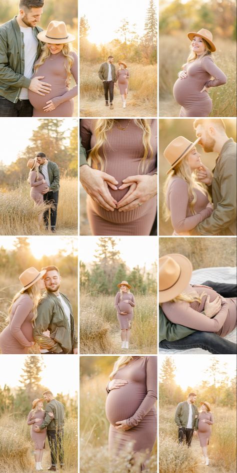 Pregnancy, couples pregnancy photos with hat, maternity session in the fall, posing ideas for pregnancy session, fall pregnancy session Diy Maternity Photos Poses, Poses For Maternity Photoshoot Outside, Photoshoot Ideas For Maternity, Maternity Outdoor Photography, Fall Field Maternity Pictures, Posing Maternity Photos, Maternity Photo Outdoor, Tips For Maternity Photo Shoot, Maturity Photoshoot Ideas Couple