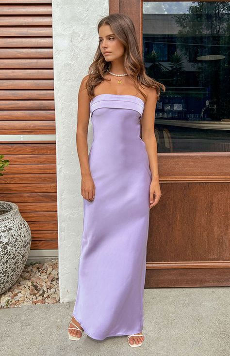 Lilac Maxi Dress, Long Shift Dress, Tube Top And Skirt, Socialite Style, Gorgeous Maxi Dresses, Sleeveless Skirt, Satin Evening Dresses, Maxi Robes, Long Skirts