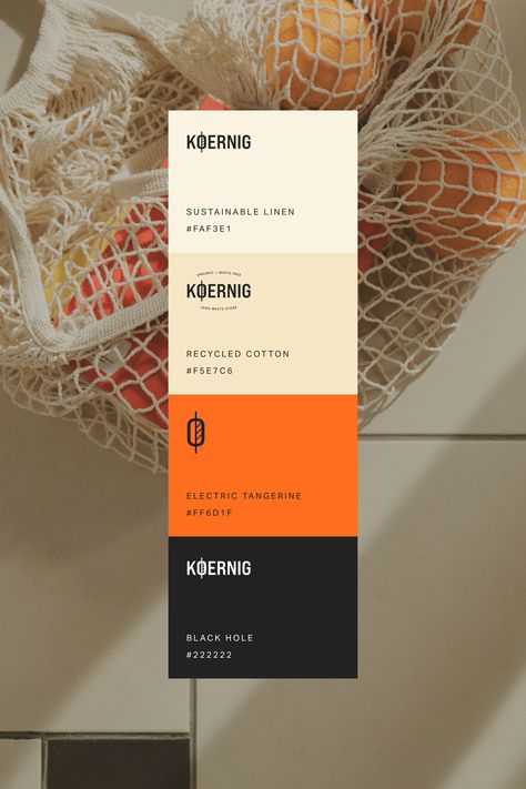 Zero Waste Branding, Realtor Color Palette, Orange Color Branding, Striking Color Palette, Muted Tones Colour Palettes, Orange Brand Color Palette, Sustainable Color Palette, Brand Identity Color Palette, Bold Color Palette Brand Identity