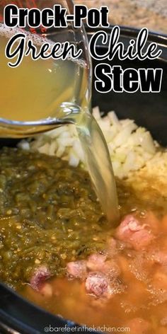 You're going to love this Green Chile Stew that you can make in the slow cooker! Crockpot Green Chili Stew, Slow Cooker Green Chili Stew, Green Chili Recipes Crockpot, Green Chili Pork Stew Crockpot, Crock Pot Green Chile Stew, Green Chili Crockpot Recipes, Slow Cooker Green Chili Pork, Green Chile Pork Crockpot, Pork Green Chile Stew