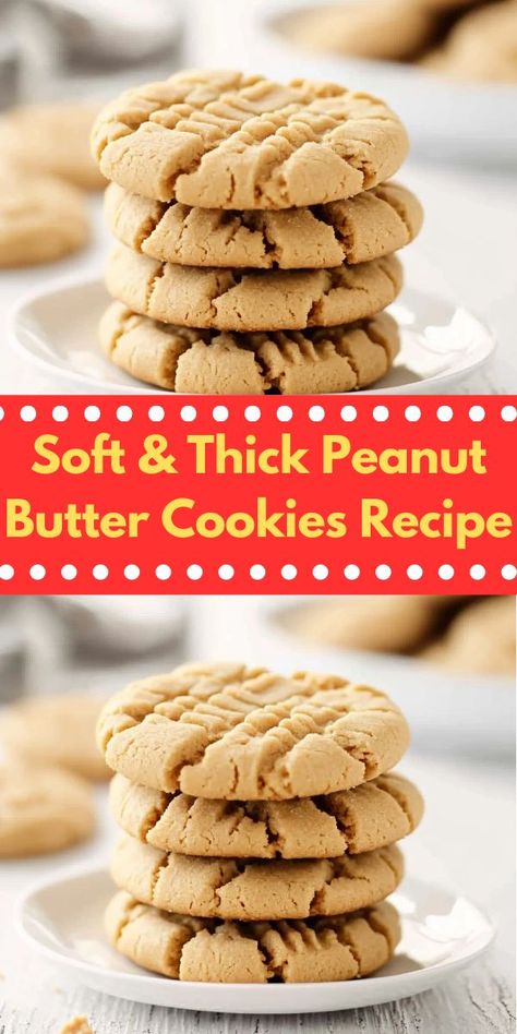 Looking for a delightful treat? This Soft & Thick Peanut Butter Cookies Recipe offers a rich, creamy flavor that melts in your mouth. Perfect for family gatherings, these cookies are simple to make and irresistibly delicious. Big Soft Peanut Butter Cookies, Peanut Butter Cookies Recipe Homemade, Peanut Butter Cookies With Butter, Recipes For Peanut Butter Cookies, Best Peanut Butter Cookies Ever Chewy, Top Rated Peanut Butter Cookies, Disney Peanut Butter Cookies, Soft And Chewy Peanut Butter Cookies Recipe, Peanut Butter Cookies No Chill