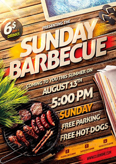 Barbecue BBQ Party Flyer Template…                              … Bbq Flyer, Free Psd Flyer Templates, Party Flyer Template, Restaurant Flyer, Creative Flyer Design, Psd Flyer Templates, Flyer Design Inspiration, Barbecue Party, Food Graphic Design