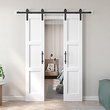 Amazon.com Shopping Cart Sliding Barn Door Bathroom, Barn Door Bathroom, Entry Room, White Barn Door, Wood Barn Door, Interior Sliding Barn Doors, Office Remodel, Glass Barn Doors, Wood Barn