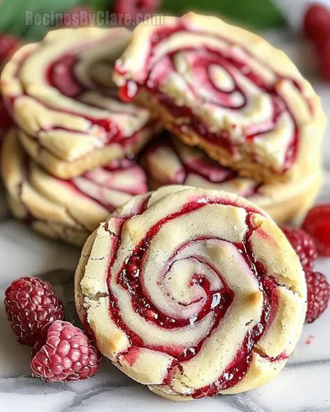 Irresistible Raspberry Swirl Shortbread Cookies – A Perfect Treat - Recipes By Clare Cranberry Swirl Cookies, Raspberry Pizzelles, Neapolitan Swirl Cookies, Fairy Kisses Cookies, Raspberry Shortbread Cookies Recipes, Raspberry Shortbread Thumbprint Cookies, White Chocolate Raspberry Macadamia Nut Cookies, Cookies Recipes For Christmas, Shortbread Jelly Cookies