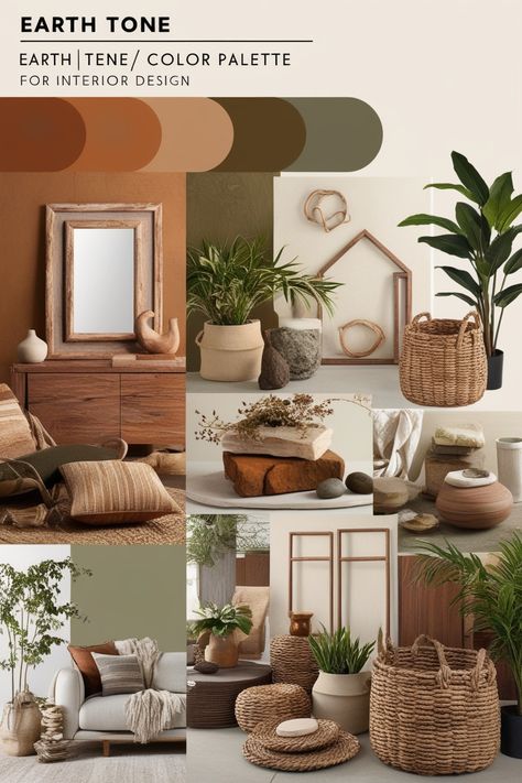 Discover the beauty of earth tone interior design color palettes! From warm browns to soft beiges, these natural hues bring tranquility and timeless elegance to any space. Perfect for cozy living rooms, serene bedrooms, and rustic-modern vibes. Get inspired today Muted Earth Tone Color Palette, Warm Neutral Color Palette For Home, Earth Tone Color Palette Living Rooms, Earth Tone Interior Design, Earth Tones Color Palette, Interior Design Color Palette, Design Color Palette, Color Palette Interior Design, Earth Tone Color Palette