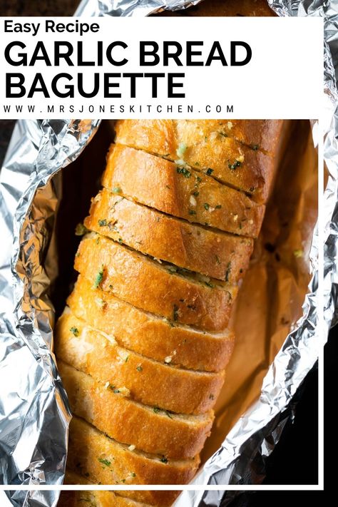 Garlic Bread From French Bread, Baquette Bread Recipes, Leftover Baguette, Baguette Bread Recipe, Garlic Bread Baguette, Garlic Baguette, Easy Garlic Bread, Beginners Bread Recipe, Bread Baguette