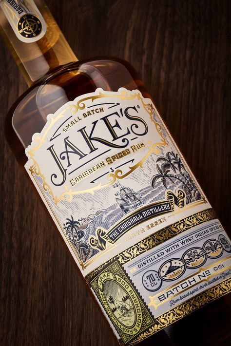 Jake's Carribean Rum :: Behance Whiskey Label Design Ideas, Whiskey Label Design Template, Rum Branding, Rum Label Design, Luxury Alcohol, Rum Packaging, Spirits Label Design, Rum Label, Whiskey Design