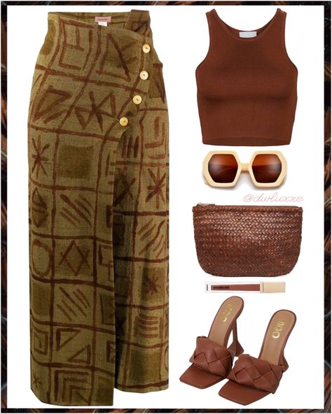 Boujee Boho Outfits, Earthy Brunch Outfit, Statement Pieces Clothing Fashion, Earthy Going Out Outfit, Elegant Earthy Outfits, Spring Summer Outfits Black Women, Earthy Woman Aesthetic, Family Dinner Outfit Casual Summer, Earthy Work Outfits