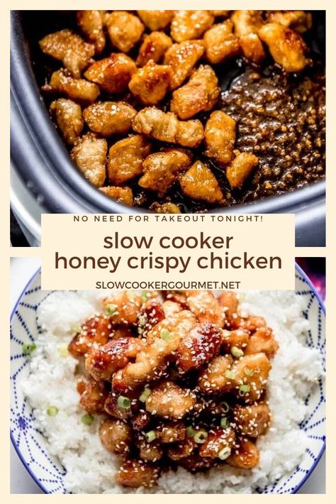 Honey Crispy Chicken, Honey Chicken Crockpot, Honey Baked Chicken, Honey Chicken Recipe, Slow Cooker Asian, Crock Pot Food, Easy One Pot Meals, Honey Chicken, Chicken Slow Cooker Recipes