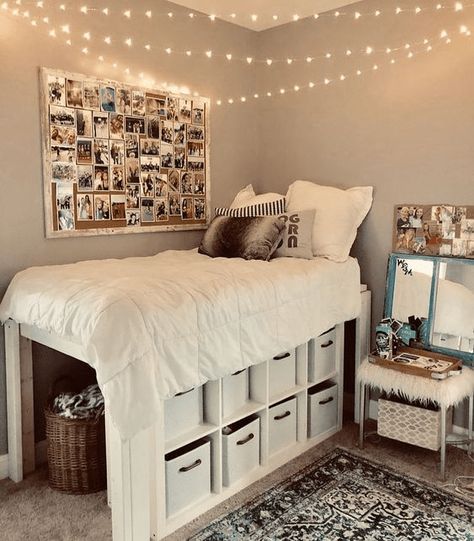 20 Pinterest-Worthy Dorm Room Ideas That Will Make Your Friends Jealous - Simply Allison Teenage Room Decor, Dorm Room Hacks, Dorm Diy, Dorm Room Diy, Hiasan Bilik Tidur, Cool Dorm Rooms, College Dorm Room Decor, Dorm Room Designs, Girls Dorm Room