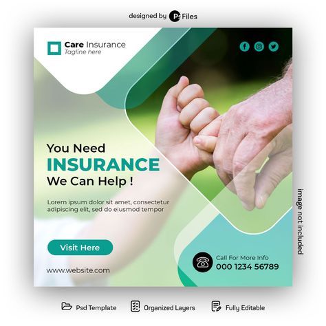 Free Social Media Post Design PSD Template Insurance Agency Social Media Post Design, Social Post, Free Social Media, Insurance Agency, Psd Template Free, Flyer Design Templates, Catalog Design, Free Photoshop, Ads Creative