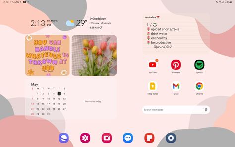 my aesthetic samsung tab 🍃 (samsung tab s7 fe) 🌥 ~ full video in my YT channel // link in bio #aesthetictab #samsungtab #samsunggalaxy #lemoneelife Tab S7 Wallpaper, Samsung Tablet Homescreen Ideas, Tab Ideas, Tab A8 Wallpaper, Tablet Widget Ideas Samsung, Tab Homescreen Ideas, Tab Organization, Tablet Aesthetic Homescreen, Samsung Tablet Aesthetic Homescreen