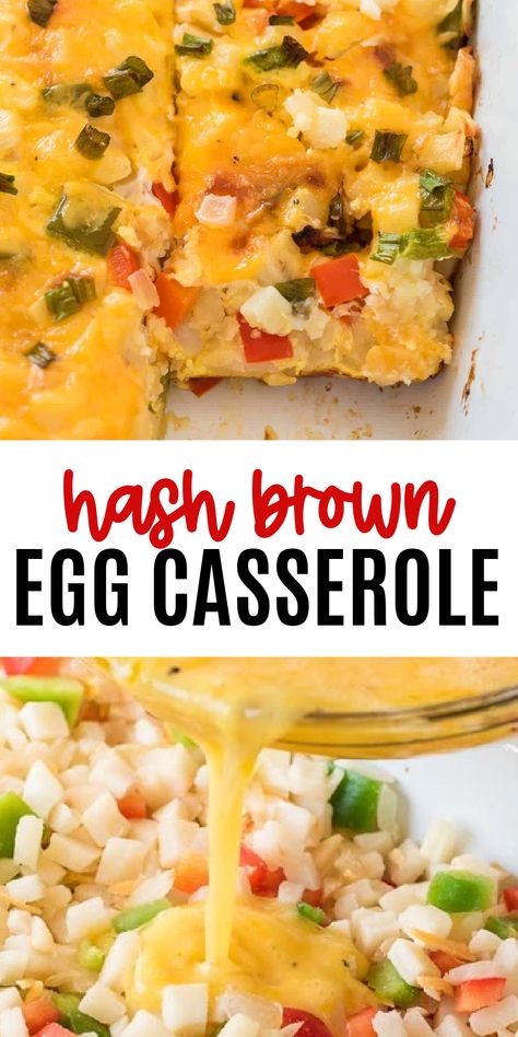 Cheese Recipes Easy, Breakfast Casserole Dishes, Hash Brown Egg Casserole, Meatless Breakfast, Egg Bake Casserole, Hashbrown Breakfast, Breakfast Potato Casserole, Delicious Breakfast Casserole, Brown Egg