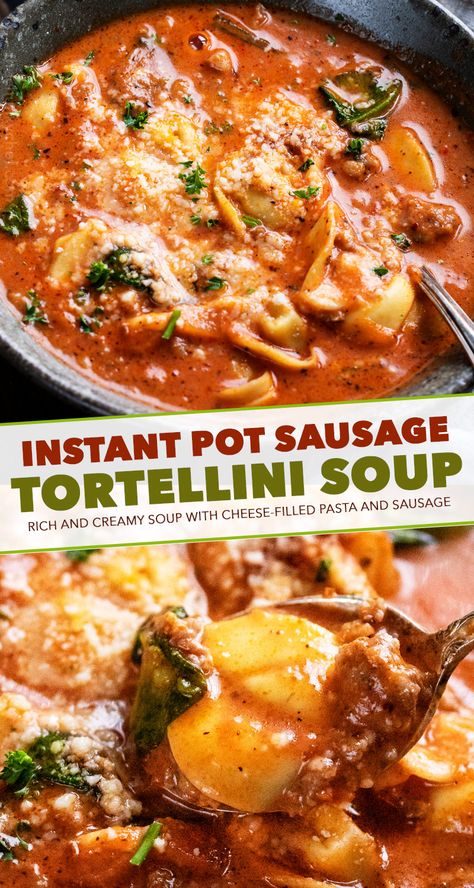 Instant Pot Sausage Tortellini, Sausage And Tortellini Soup, Soup Sausage, Sausage And Tortellini, Sausage Italian, Sausage Tortellini Soup, Chunky Chef, Sausage Tortellini, Tortellini Recipes