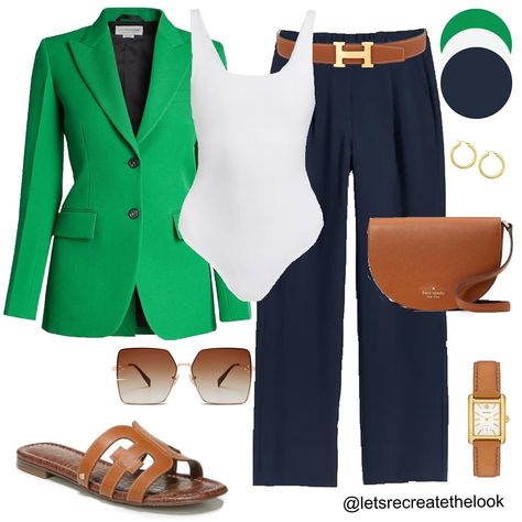 Green Blazer-18 Outfit Ideas 💚 Do you have a green blazer in your closet? Save this post for style inspiration! Look in your closet and see how many looks you can recreate yourself! As always, stay tuned as I recreate all of these looks myself. 💚 Happy Sunday fashion friends!🥰 #letsrecreatethelook #outfitideas #styleinspo #styleinspiration #outfitinspiration #howtostyle #greenblazer #everydaystyle #classicstyle #agelessstyle #momstyle #teacherstyle #midlifestyle #shopyourcloset Bright Green Blazer Outfits For Women, Green Top Outfit Ideas, Green Blazer Outfit Work, Green Blazer Outfits For Women, Blazer Outfits For Women Casual, Green Blazer Outfit, Green Top Outfit, Recreate Yourself, Blazer Ideas