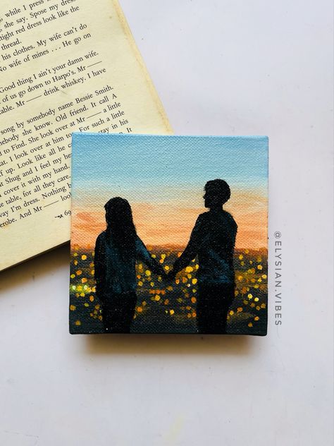 Lover Paintings Couple, Couple Painting On Mini Canvas, Cute Love Art Couples, Cute Couple Acrylic Painting, Wedding Acrylic Painting, Mini Canvas Love Paintings, Acrylic Painting Ideas For Boyfriend, Paintings To Gift Boyfriend, Boyfriend Art Ideas