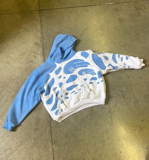 Streetwear Hoodie Design, Custom Hoodies Ideas, Paint Clothes, Clothes Haul, Reworked Clothes, Ghost Hoodie, Painted Clothes Diy, Concept Clothing, Custom Hoodie