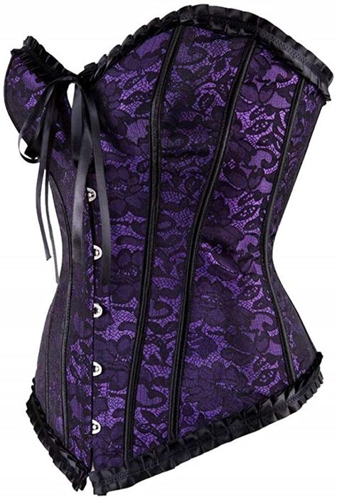 Dark Purple Corset Dress, Black And Purple Clothes, Purple Corset Outfit, Dark Purple Corset, Cute Purple Outfits, Cute Corsets, Purple Gothic Dress, Purple And Black Outfits, Black And Purple Corset