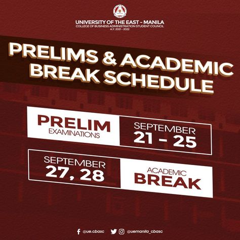 UE MNL CBASC Examination Schedules School PubMat | CLAIRE MARIE