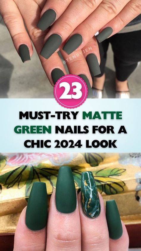 Get inspired by our collection of matte green nails, the perfect chic accessory for 2024. Matte Green Ombre Nails, White Green Ombre Nails, Green Matte Fall Nails, Sage Green Boho Nails, Green Gel Manicure Ideas, Dark Green Pointy Nails, Nail Inspiration Matte, Green And Gold Matte Nails, Olive Green Matte Nails Design